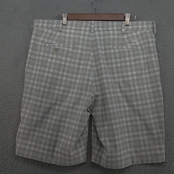 Nike Golf Shorts Mens‎ 38 White Gray Check Plaid White Swoosh Dri-Fit - Picture 6 of 11
